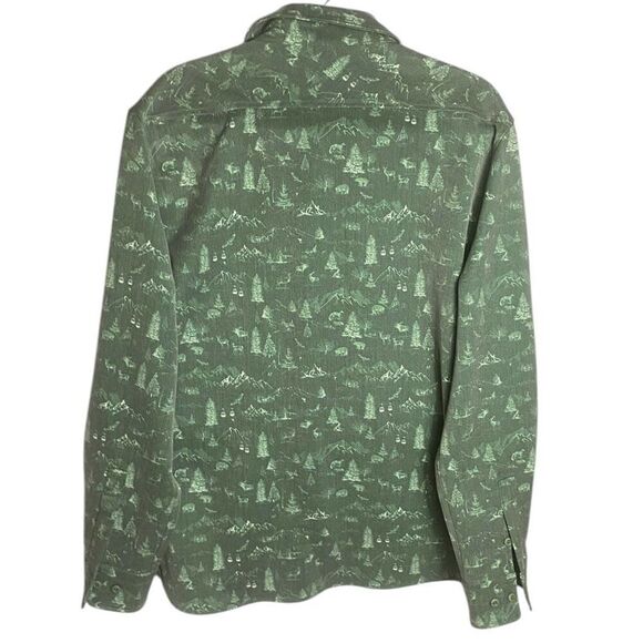 Summer Camp Mens Green Forest Toile Print Long Sleeve Button-up Shirt Large - Picture 3 of 5